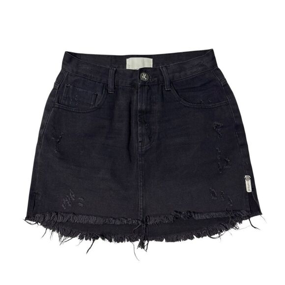 One Teaspoon 2020 Denim Mini Skirt Black Oak Women’s Size 28 Jean‎ 4474 - Picture 2 of 8